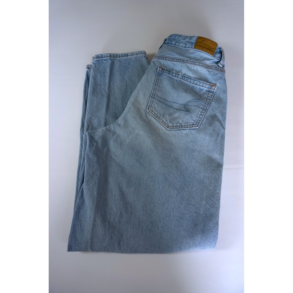 American Eagle Light Wash High Waisted Mom Jeans Women 0 Regular Cotton Denim